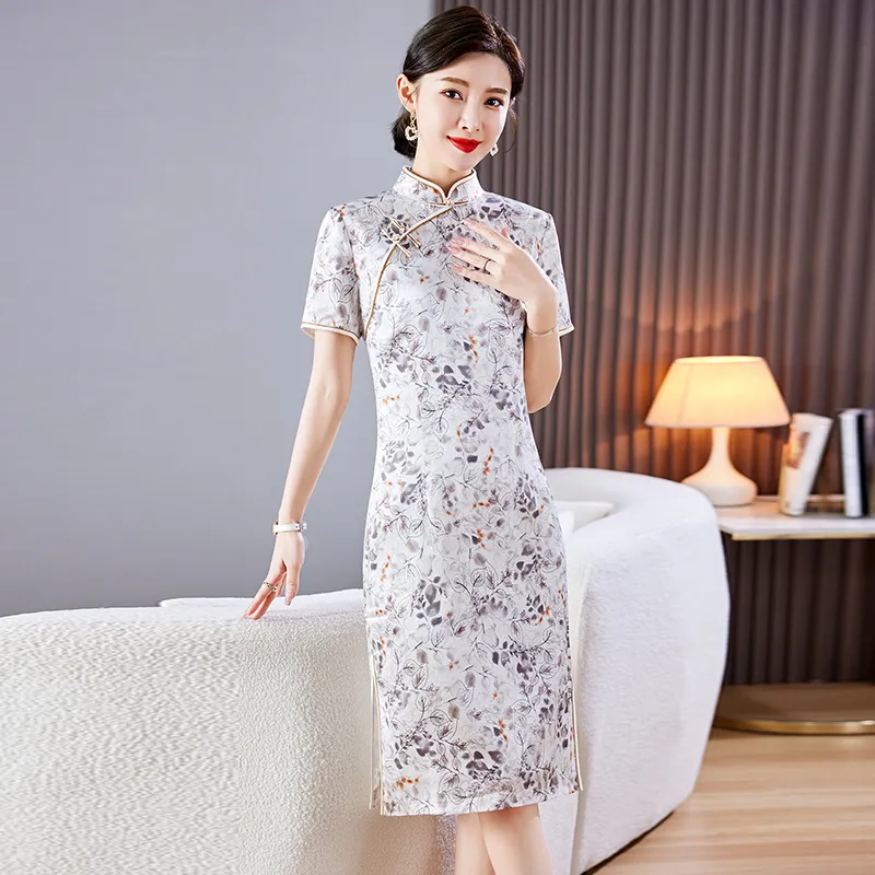 Yi Mengyuan Silk Short Sleeved Dress Women's Image Color-1