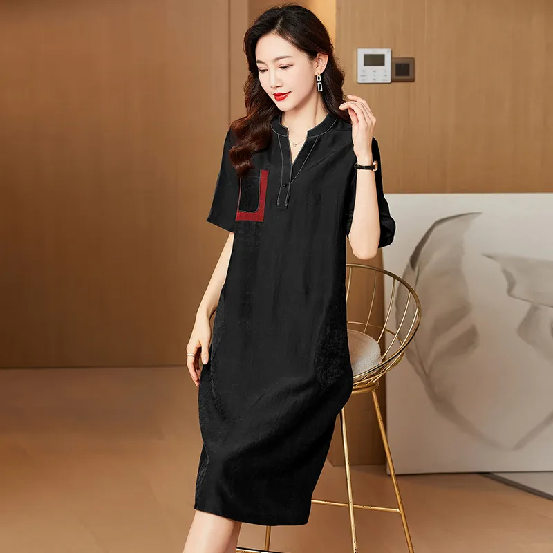 Yi Mengyuan Silk Short Sleeved Dress Women's-5