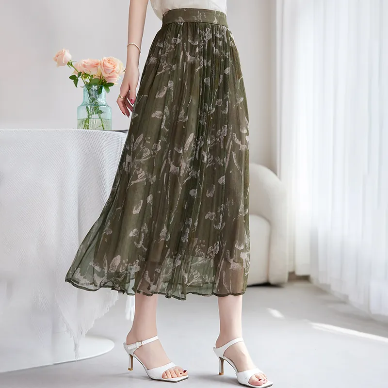 Yi Mengyuan Silk Casual Long Skirt Women's-3