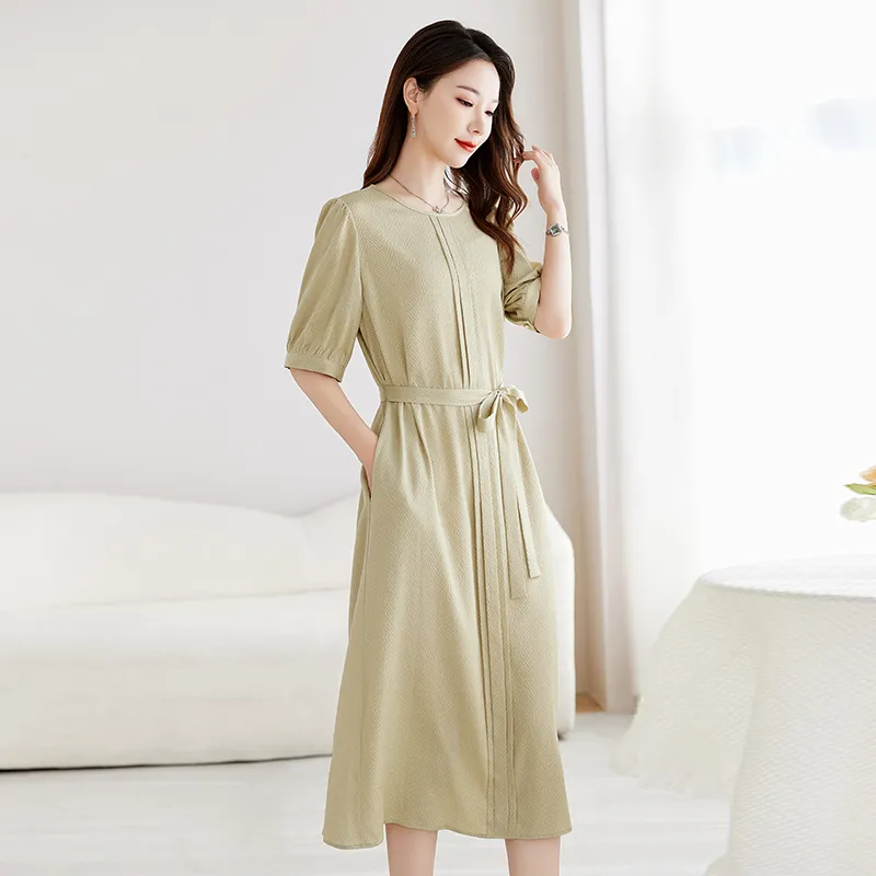 Yi Mengyuan Silk Short Sleeved Dress Women's-5
