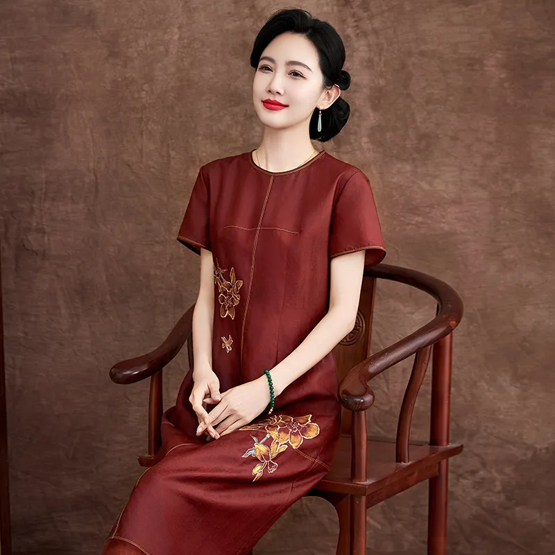 Yi Mengyuan Silk Short Sleeved Dress Women's-2