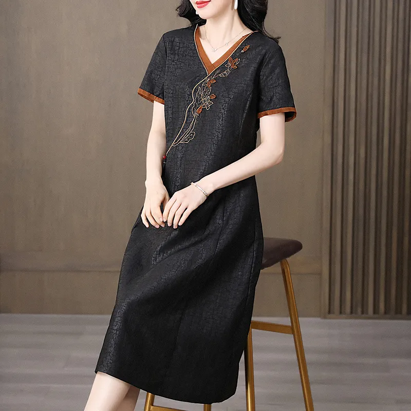Yi Mengyuan Silk Short Sleeved Dress Women's-3