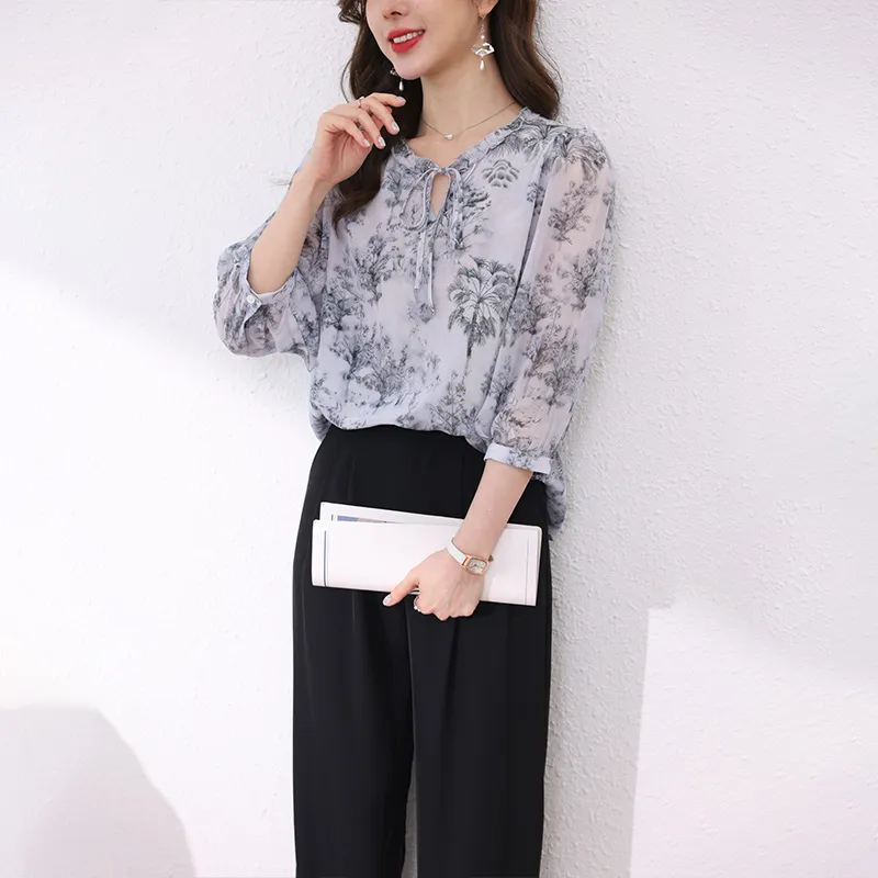 Yi Mengyuan Shirts Women's Ink Wash Painting-4