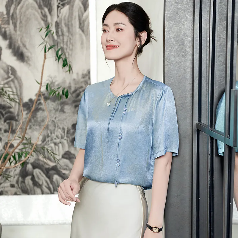 Yi Mengyuan Short Sleeved Silk Shirt Women's-2