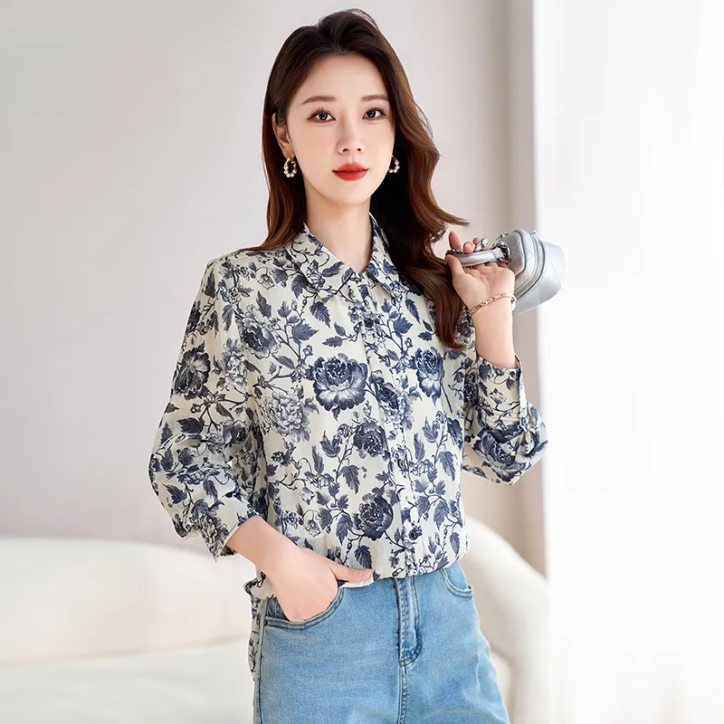 Yi Mengyuan Shirts Women's Blue And White Porcelain-4