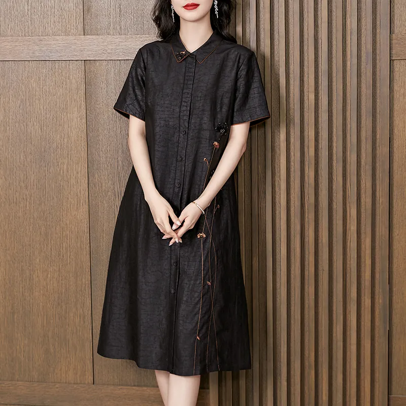 Yi Mengyuan Silk Short Sleeved Dress Women's-3