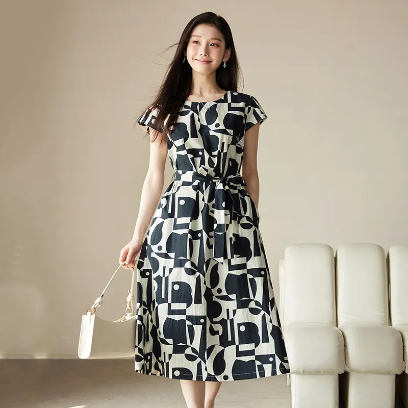 Yi Mengyuan Short Sleeved Dress Women's-3
