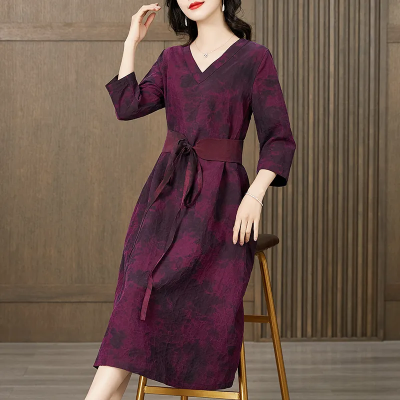 Yi Mengyuan Silk Short Sleeved Dress Women's-4