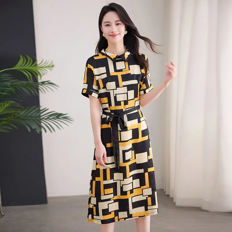 Yi Mengyuan Silk Short Sleeved Dress Women's-2