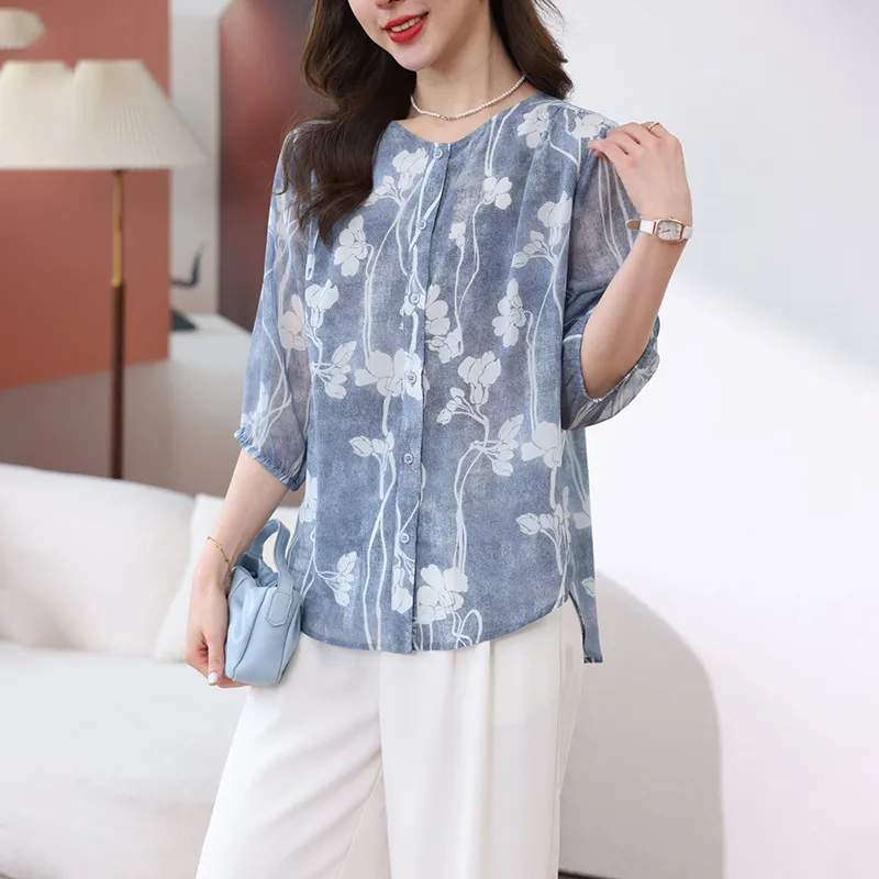 Yi Mengyuan Shirts Women's Denim Pattern-2
