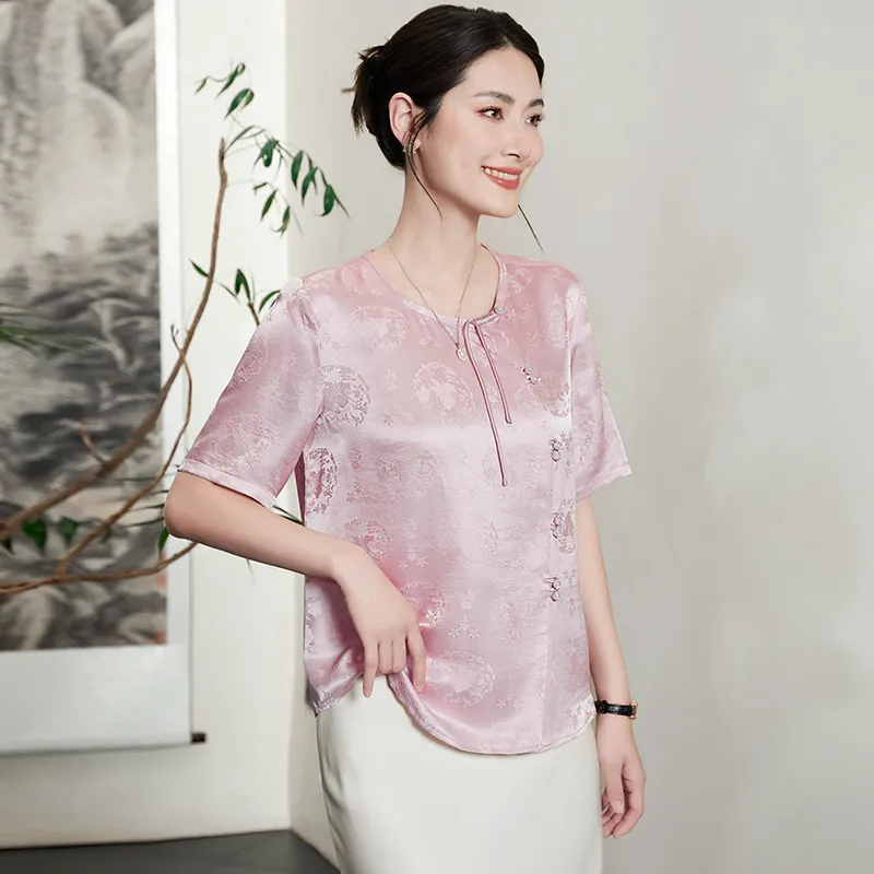Yi Mengyuan Short Sleeved Silk Shirt Women's-9