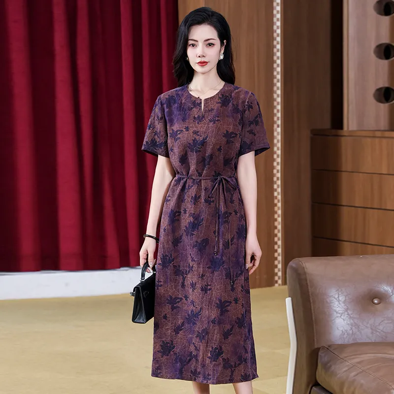Yi Mengyuan Silk Short Sleeved Dress Women's-8