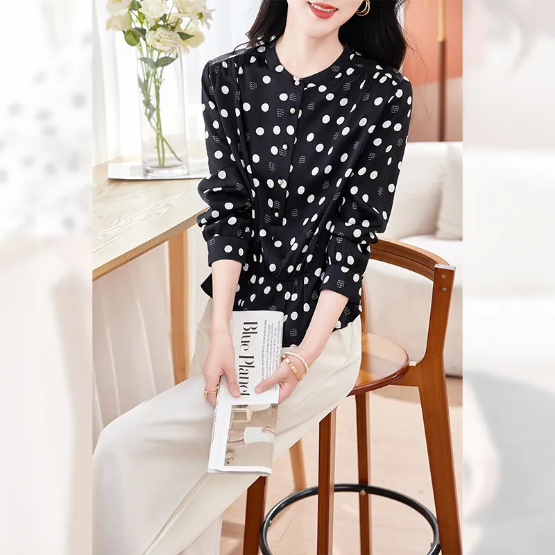 Yi Mengyuan Long Sleeved Silk Shirt Women's-4