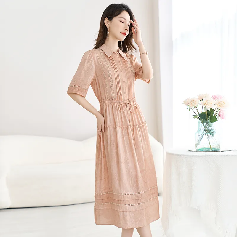 Yi Mengyuan Silk Short Sleeved Dress Women's-3
