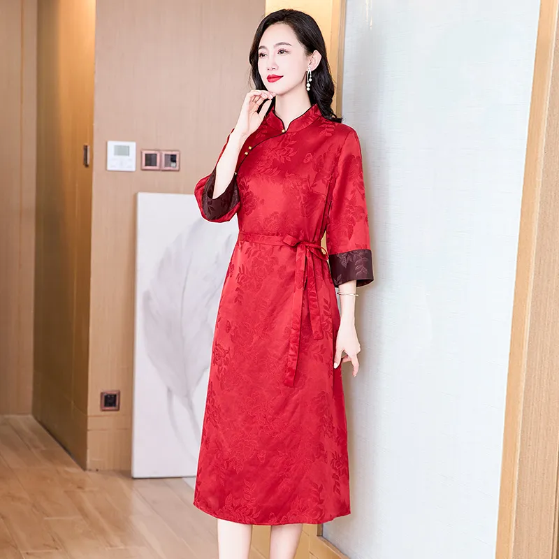 Yi Mengyuan Silk Short Sleeved Dress Women's-4