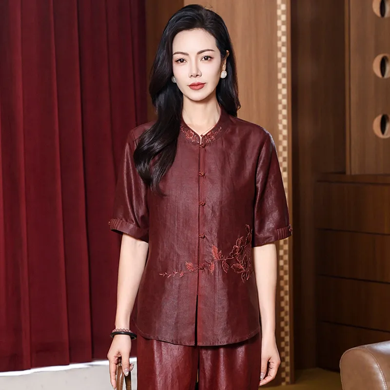 Yi Mengyuan Short Sleeved Silk Shirt Women's-7