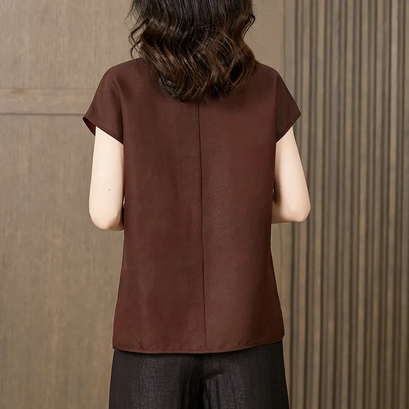 Yi Mengyuan Regular Silk T shirt Women's-1
