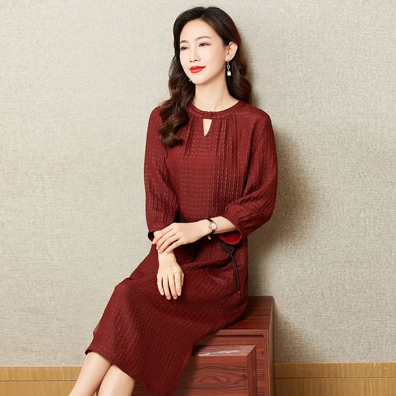 Yi Mengyuan Silk Short Sleeved Dress Women's-2