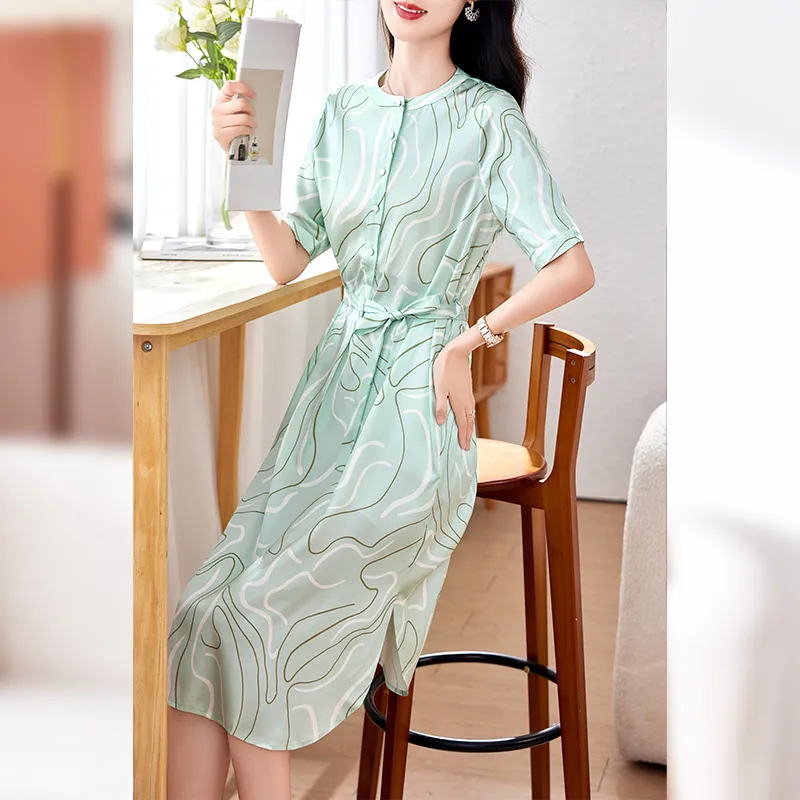 Yi Mengyuan Silk Short Sleeved Dress Women's-2