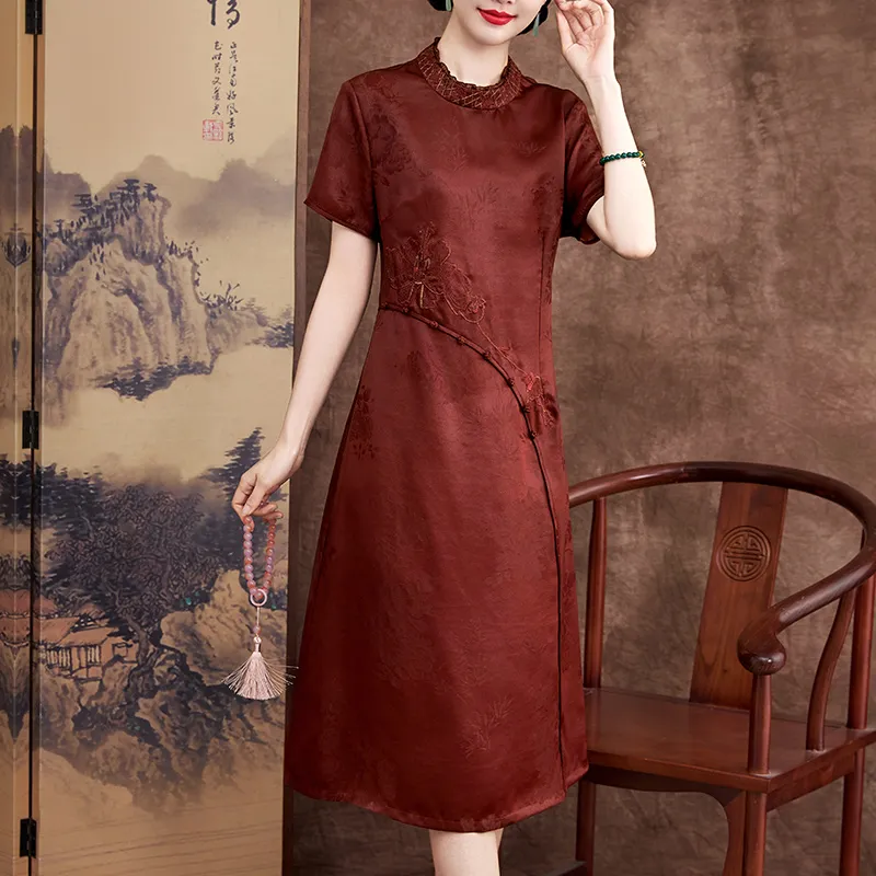 Yi Mengyuan Silk Short Sleeved Dress Women's-3
