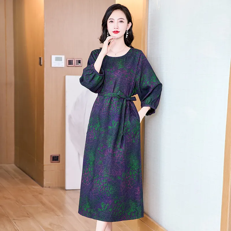 Yi Mengyuan Silk Long Sleeved Dress Women's-3