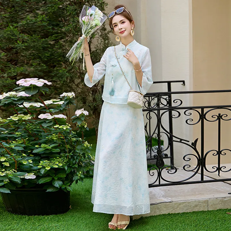 Yi Mengyuan Two Piece Skirt Sets Women's-5