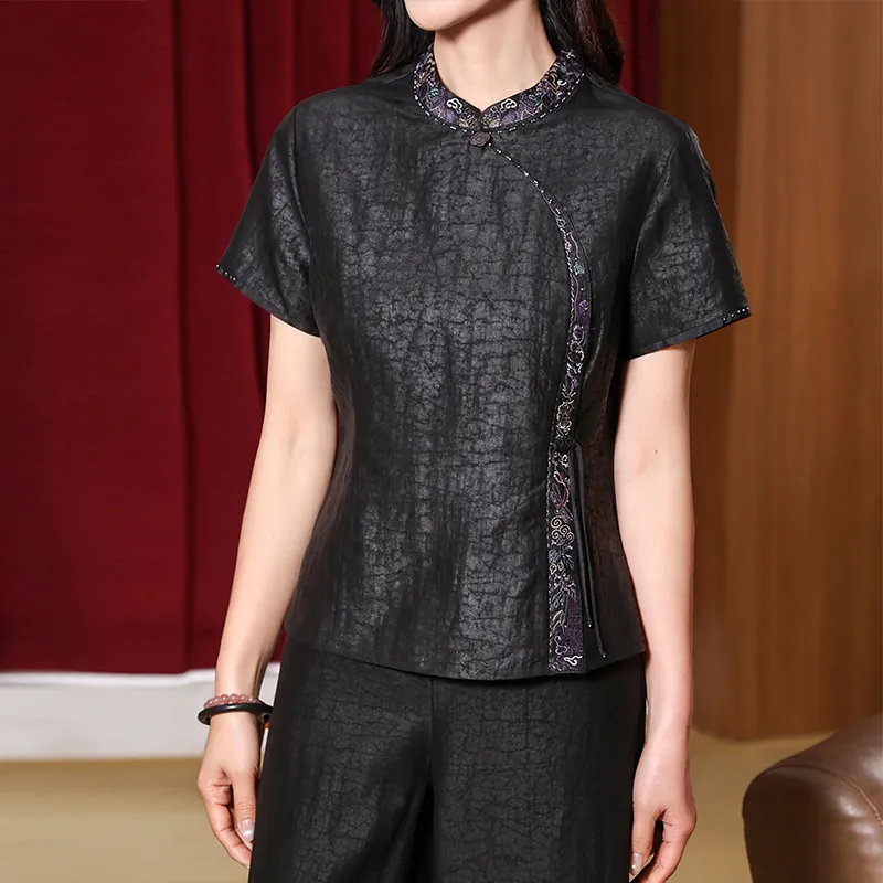 Yi Mengyuan Silk Shirt Women's Black-2
