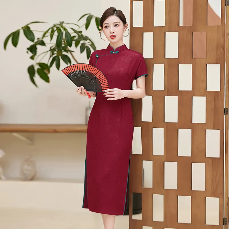 Yi Mengyuan Short Sleeved Dress Women's Red-3