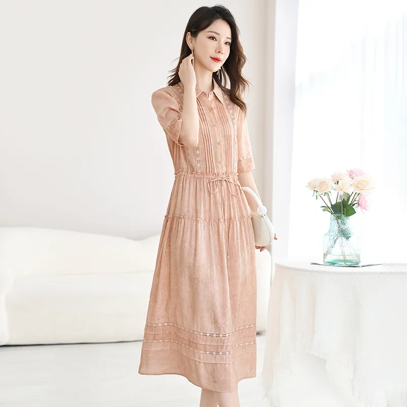 Yi Mengyuan Silk Short Sleeved Dress Women's-6