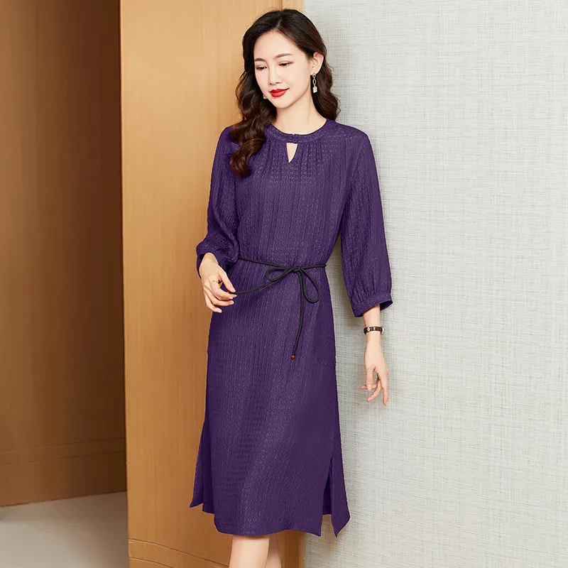 Yi Mengyuan Silk Short Sleeved Dress Women's-7