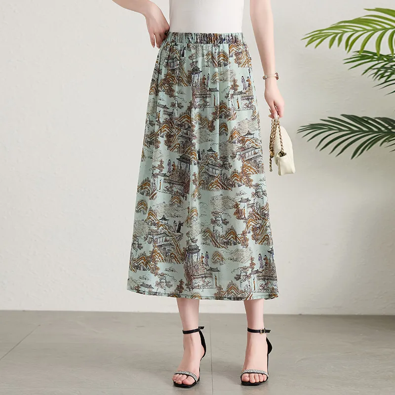 Yi Mengyuan Casual Long Skirt Women's-3