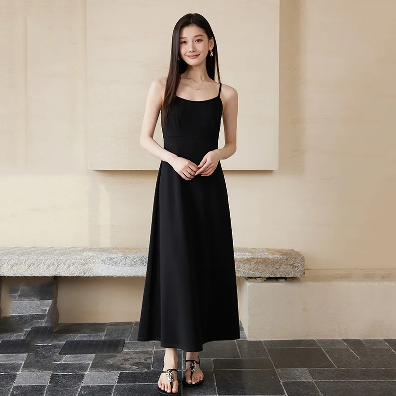 Yi Mengyuan Slip Dresses Women's Black-3