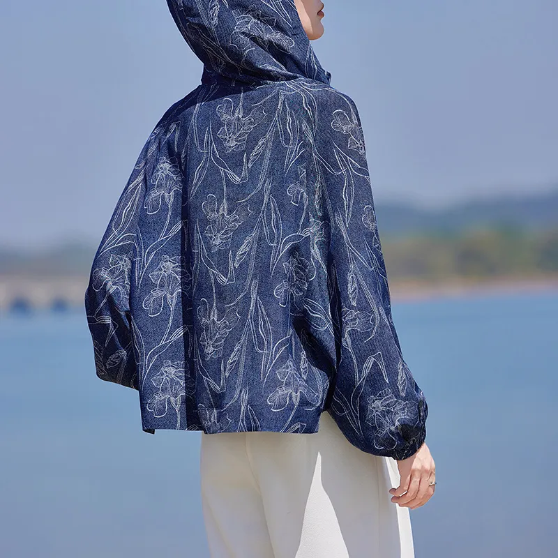 Yi Mengyuan Silk Jackets & Coats Women's Denim Blue-3