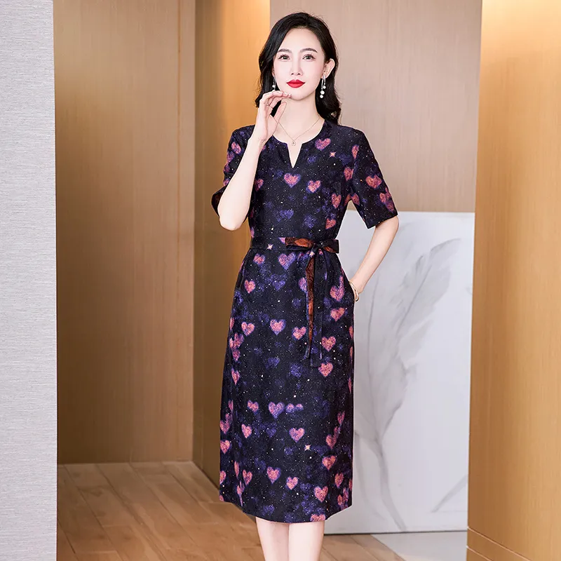 Yi Mengyuan Silk Short Sleeved Dress Women's-4