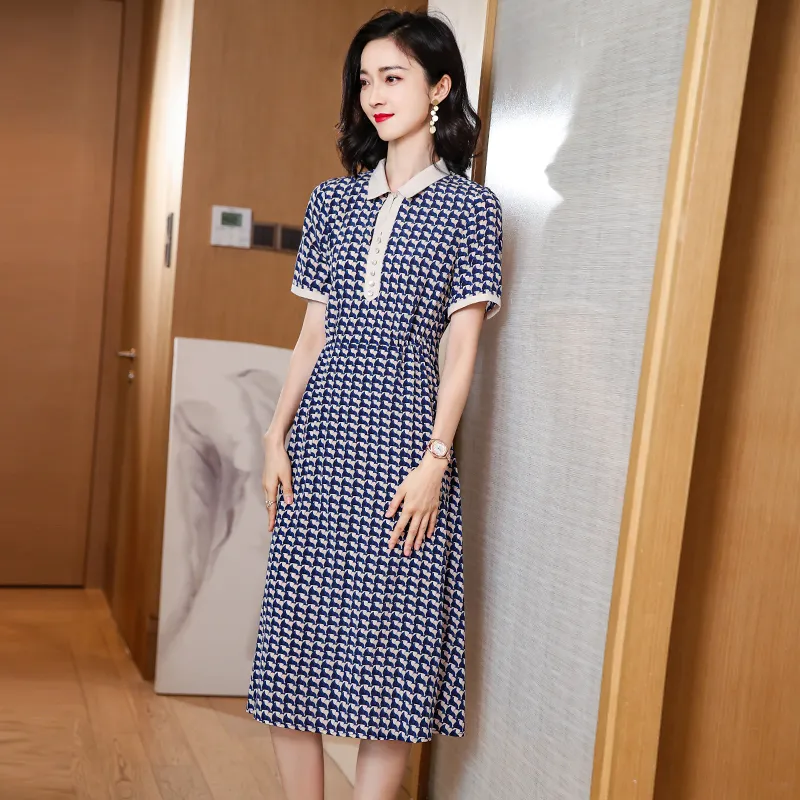 Yi Mengyuan Silk Short Sleeved Dress Women's-6