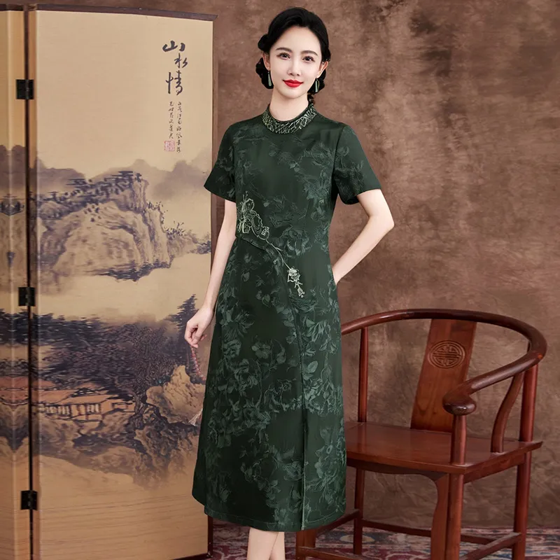Yi Mengyuan Silk Short Sleeved Dress Women's-7