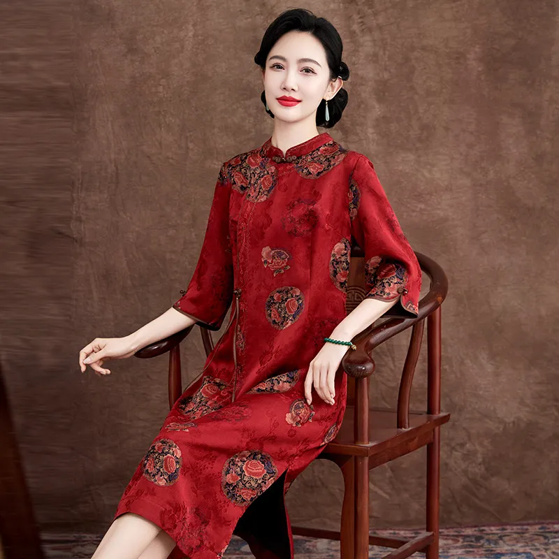 Yi Mengyuan Silk Short Sleeved Dress Women's-4