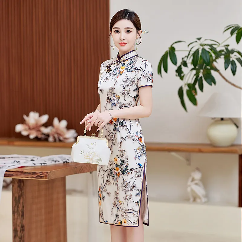 Yi Mengyuan Silk Short Sleeved Dress Women's Image Color-3