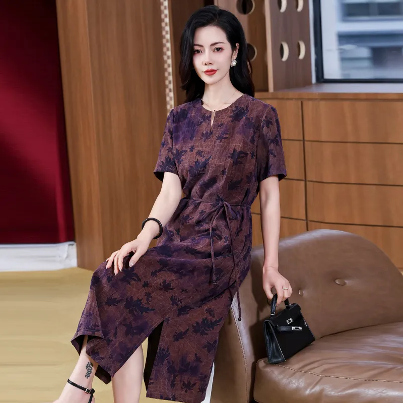 Yi Mengyuan Silk Short Sleeved Dress Women's-6