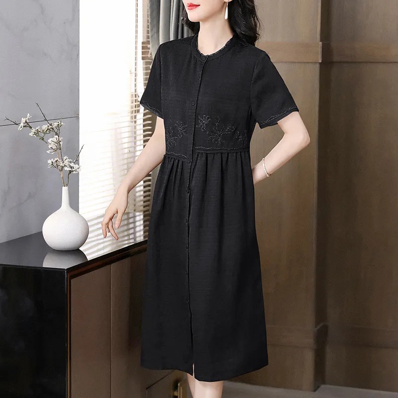 Yi Mengyuan Silk Short Sleeved Dress Women's-3