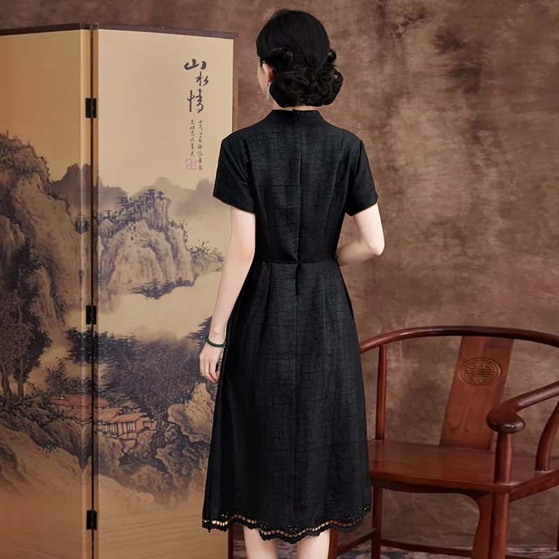 Yi Mengyuan Silk Short Sleeved Dress Women's-1