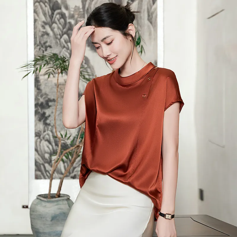 Yi Mengyuan Short Sleeved Silk Shirt Women's-6