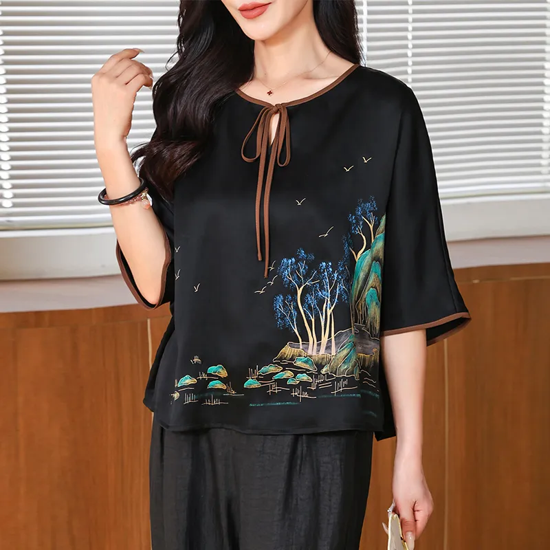 Yi Mengyuan Shirt Women's Black-0