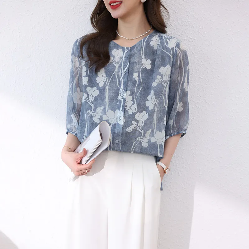Yi Mengyuan Shirts Women's Denim Pattern-4