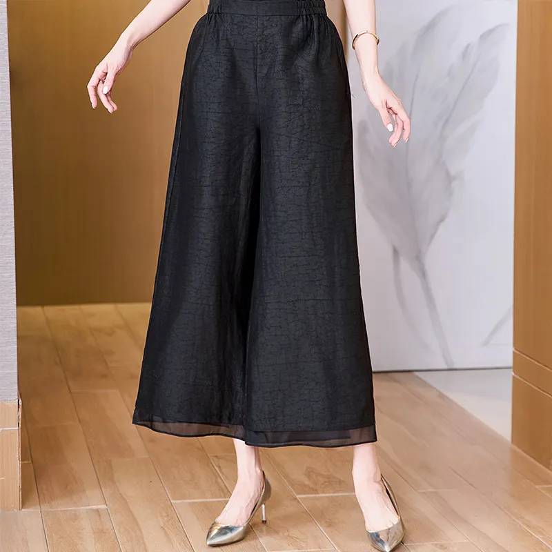 Yi Mengyuan Silk Casual Pants Women's-2