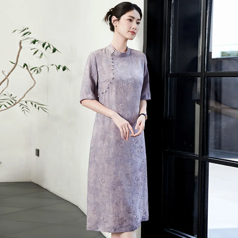 Yi Mengyuan Silk Short Sleeved Dress Women's-5