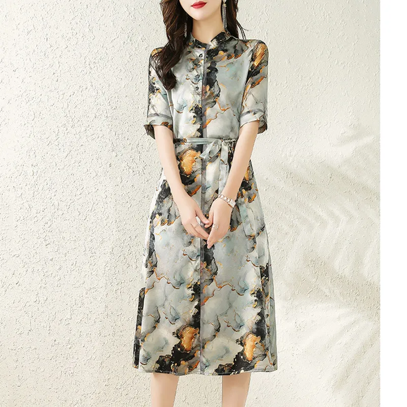Yi Mengyuan Silk Short Sleeved Dress Women's-4