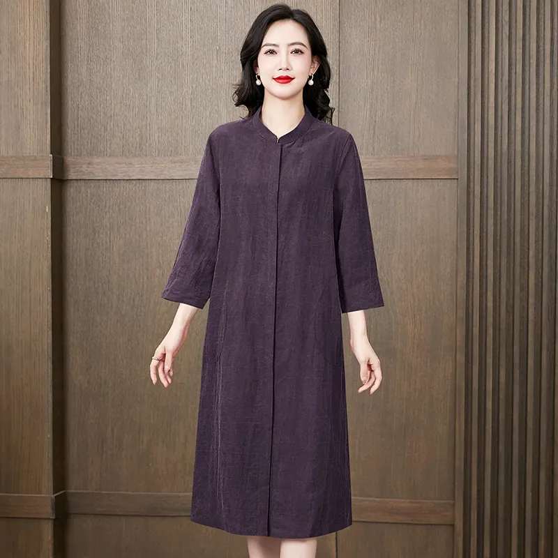 Yi Mengyuan Silk Long Sleeved Dress Women's-7