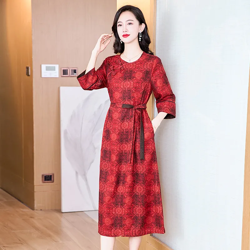 Yi Mengyuan Silk Short Sleeved Dress Women's-5