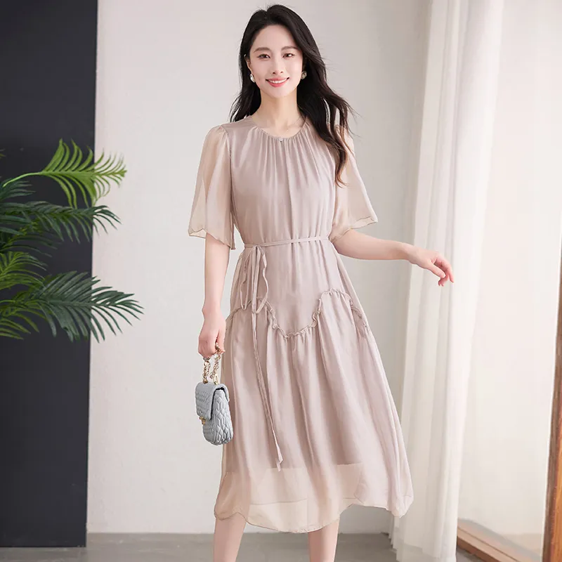 Yi Mengyuan Silk Short Sleeved Dress Women's-6